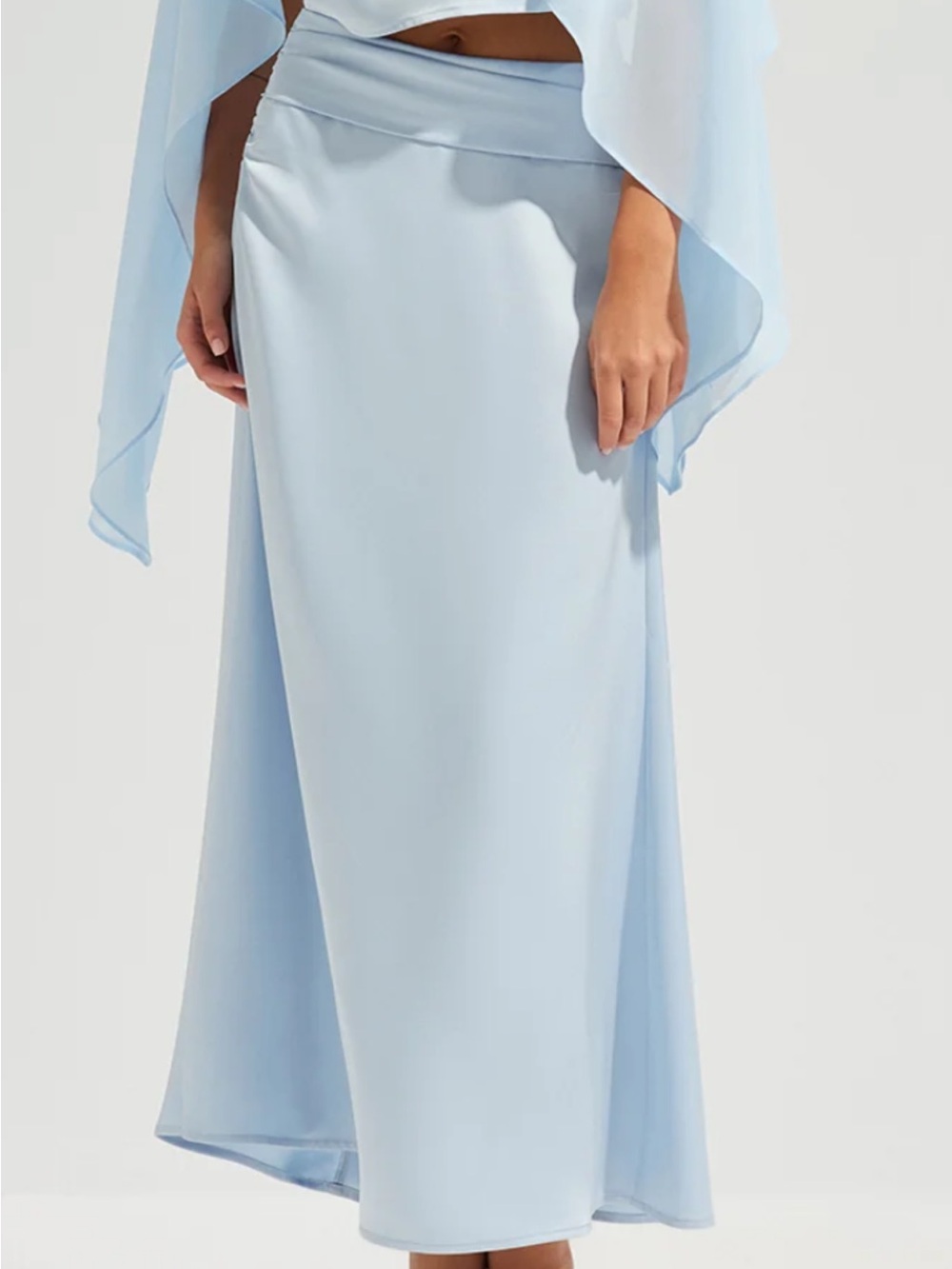 NWT Commense Light Blue Women's Satin Maxi Skirt